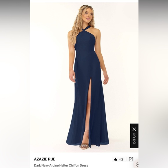 Azazie Rue Dress in Dark Navy, size 8 - Picture 2 of 5